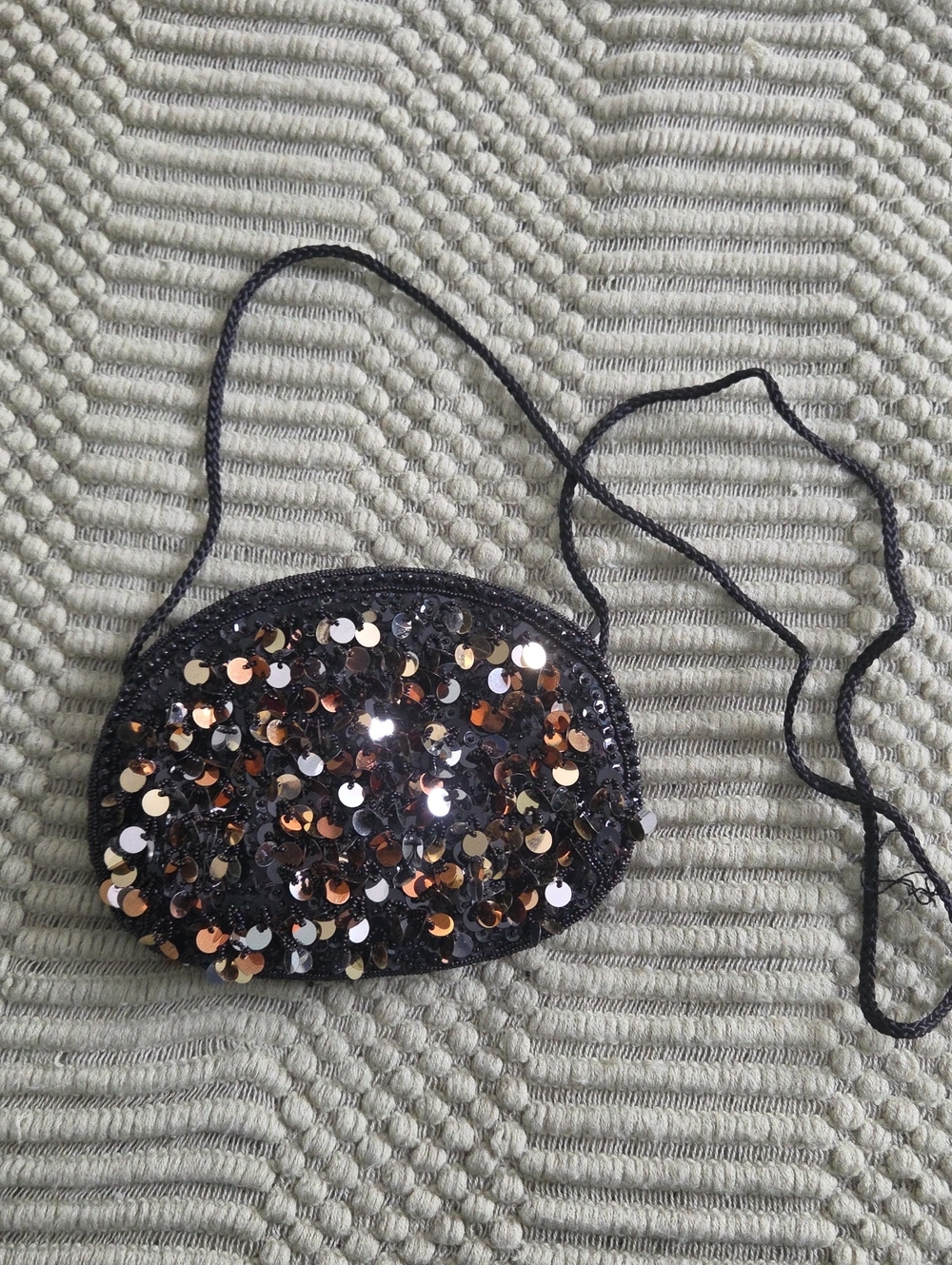 Sequin Crossbody Clutch - Black with Metallic Sequins